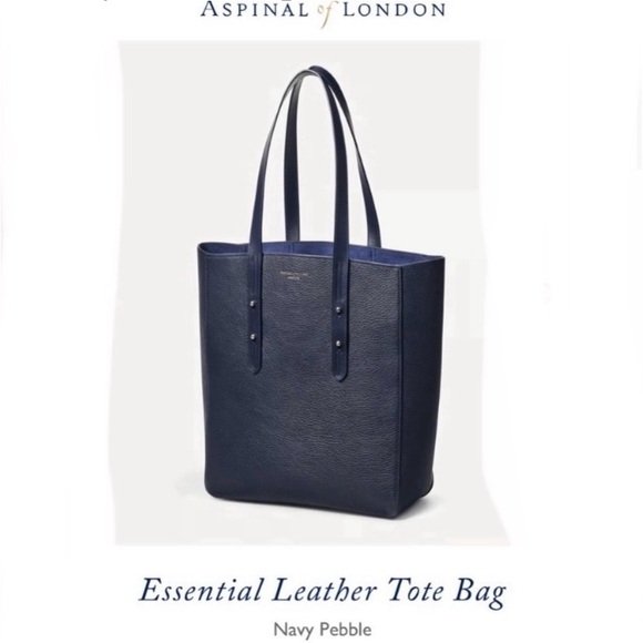 Aspinal of London - Essential Leather Tote Bag Navy Pebble - Pristine/Excellent - Picture 5 of 16